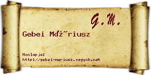 Gebei Máriusz névjegykártya